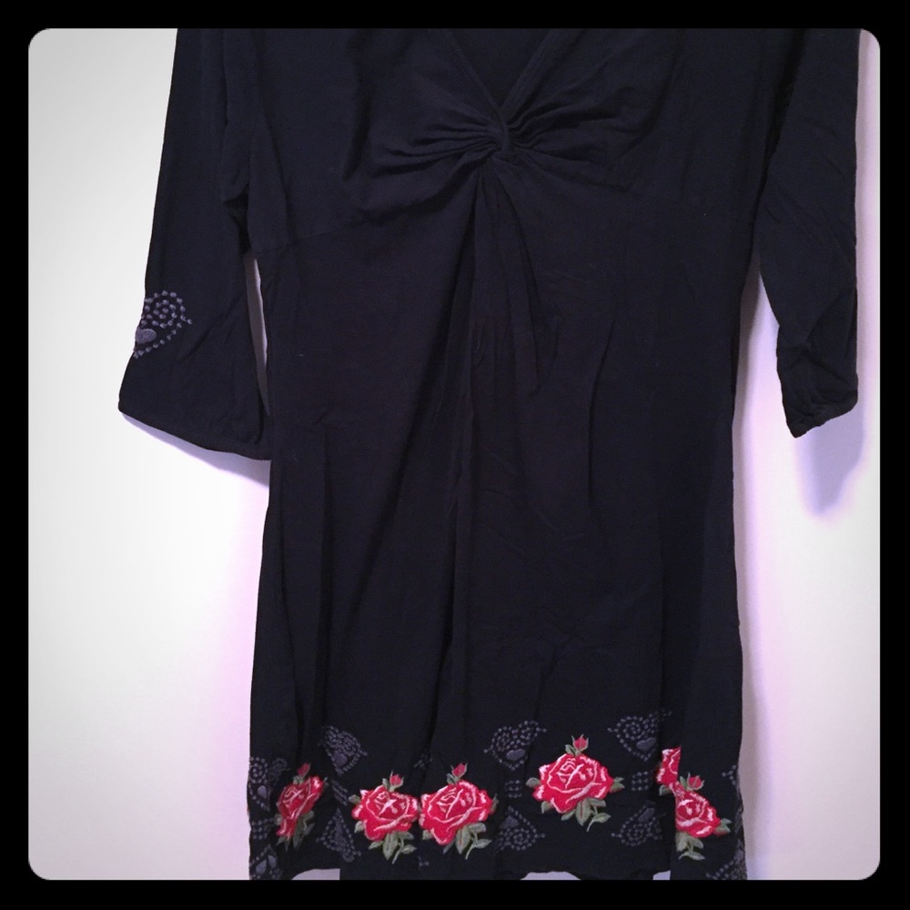 Johnny Was black embroidered dress, XL